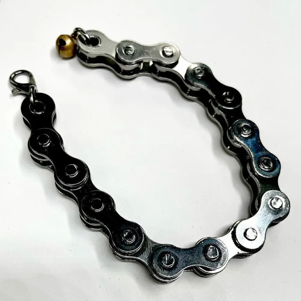Men’s Stainless Steel l Bike Chain Bracelet l Gunmetal Black or Silver l New